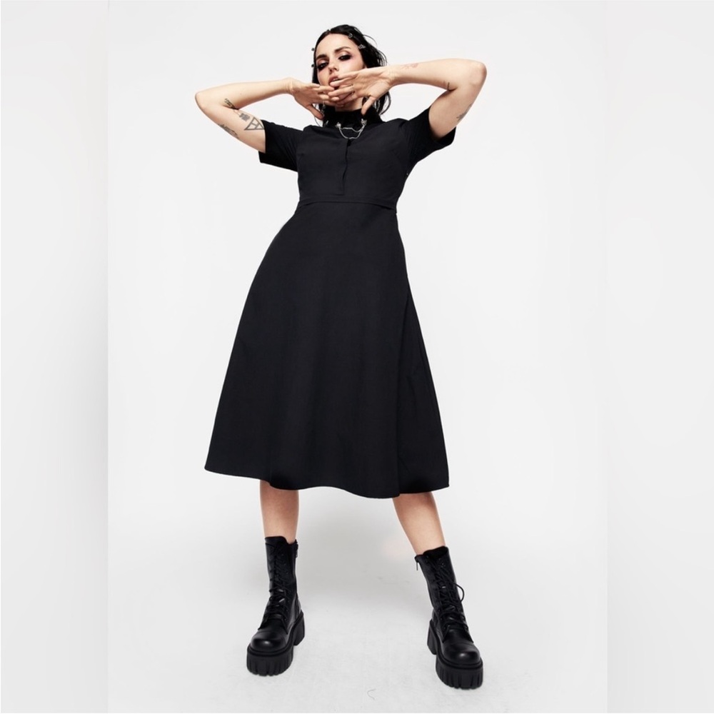 NWT Disturbia Fenrir Midi Shirt Dress Black 16